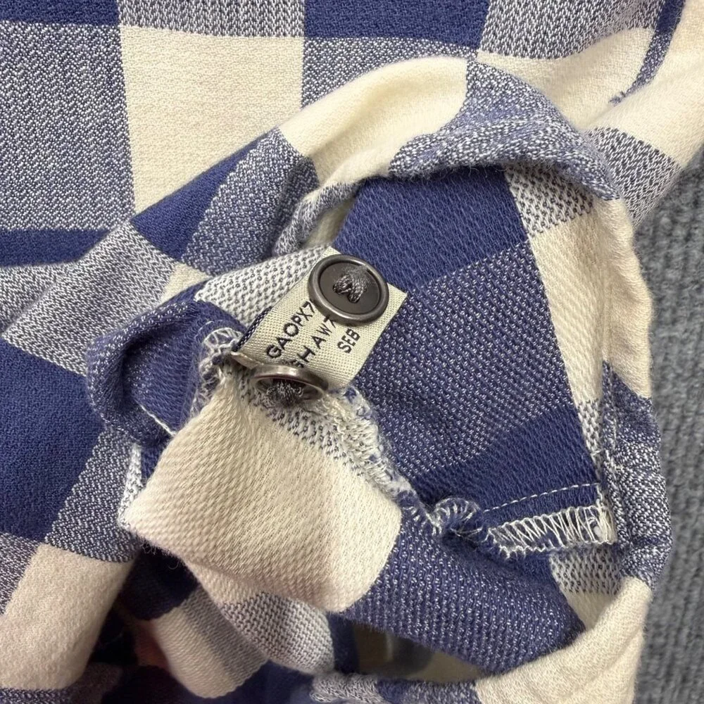 GH Bass Gingham Plaid Shirt Dress Blue White Womens L Preppy Nautical‎ Normcore